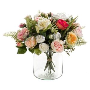 Umělá kytice romantický mix růží 17 stonků