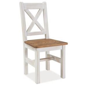 Židle POPRAD, Sedák bez čalounění, Nohy: dřevo, borovice, barva: bílá, bez područek sosna