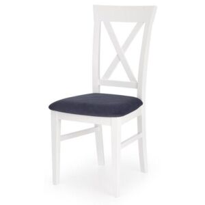 BERGAMO židle bílá-tmavomodrá, Sedák s čalouněním, Nohy: dřevo, dřevo, barva: bílá, bez područek buk