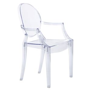 Židle ROYAL transparent, Sedák bez čalounění, Nohy: polykarbonát, plast, barva: transparentní, s područkami plast