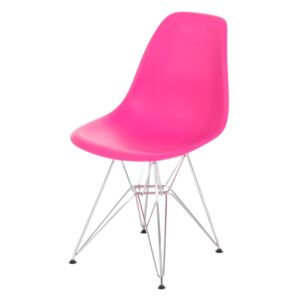 Židle P016 PP dark pink, chromované nohy, Sedák bez čalounění, Nohy: chrom, chrom, barva: růžová, bez područek chrom