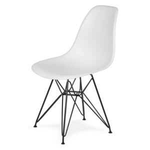 Židle 130-DPP bílá #01 abs + nohy kovové černá, Sedák bez čalounění, Nohy: ocel, kov, barva: bílá, bez područek kov