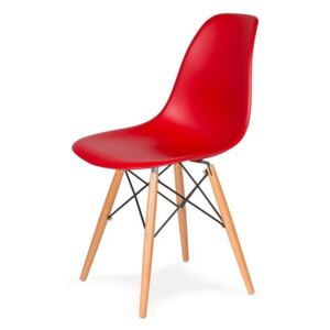 Židle 130-DPP krvavě červená #06 PP + nohy bukové, Sedák bez čalounění, Nohy: buk, buk, barva: červená, bez područek buk