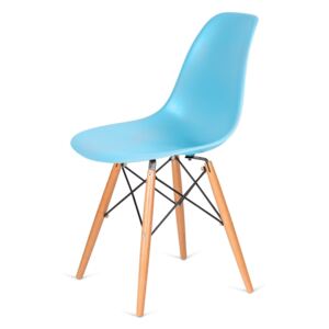 Židle 130-DPP oceán modrá #25 PP + nohy bukové, Sedák bez čalounění, Nohy: buk, buk, barva: modrá, bez područek buk