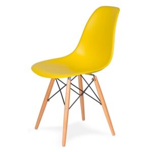 Židle 130-DPP žlutá sluneční #09 PP + nohy bukové, Sedák bez čalounění, Nohy: buk, buk, barva: zlatá, bez područek buk