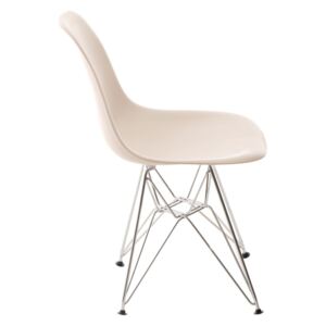 Židle P016 PP beige, chromované nohy, Sedák bez čalounění, Nohy: chrom, kov, barva: béžová, bez područek chrom
