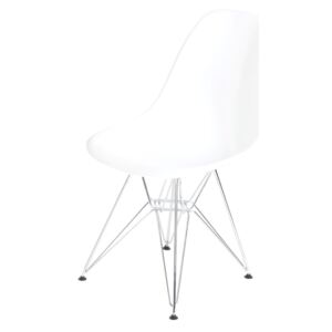 Židle P016 PP bílá, chromované nohy, Sedák bez čalounění, Nohy: chrom, kov, barva: bílá, bez područek chrom