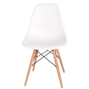 Židle P016V pp bílá, dřevěné nohy, Sedák bez čalounění, Nohy: dřevo, dřevo, barva: bílá, bez područek buk