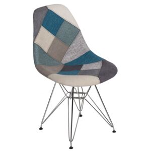 Židle P016 DSR patchwork modrá - šedá