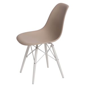 Židle P016V pp béžová/bílá, Sedák bez čalounění, Nohy: buk, kov, barva: béžová, bez područek buk