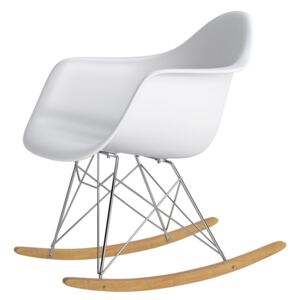 Židle P018 RR PP bílá inspirována rar, Sedák bez čalounění, Nohy: dřevo, plast, barva: bílá, s područkami chrom