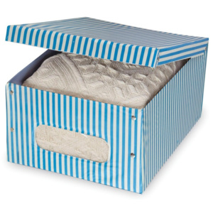 Modrý úložný box Domopak Stripe, délka 50 cm