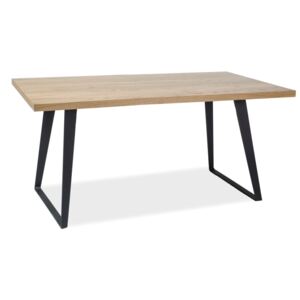Stůl FALCONE masivní dub/černý 150x90, 150 x 90 cm, hnědá , dřevo