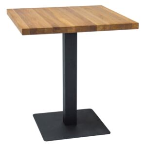 Stůl PURO dýha přírodní dub/černý 60x60, 60 x 60 cm, hnědá , dub