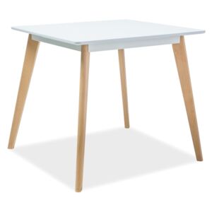 Stůl DECLAN II bílý/buk 80x80, 80 x 80 cm, bílá , buk