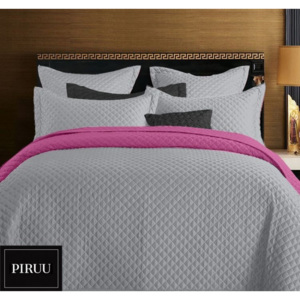 Scandi Oboustranný přehoz na postel PIRUU 160x200 cm - šedý/purpurový