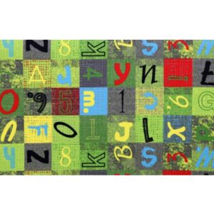Metrážový koberec Alphabet 212 Zelená, Šedá, Šíře role 4m B-Line