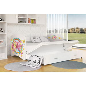 Dětská pohádková postel LUCIE P2 + matrace + rošt ZDARMA, 200x90, bílá/vzor 08