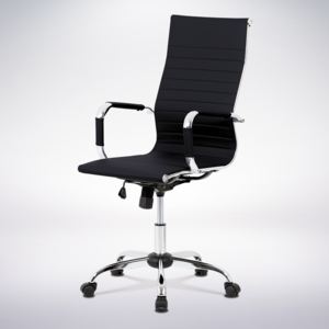 Artium Kancelářská židle, černá ekokůže, houpací mech, kříž chrom - KA-V305 BK