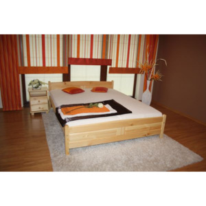 Vyvýšená postel Joana + matrace + rošt 140 x 200 cm - přírodní - lak