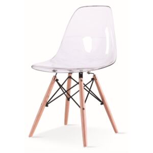 Židle ICE WOOD transparentní - polykarbonát, bukový základ, buk, barva: černá