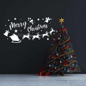 Merry Christmas Santa I. - samolepka na zeď Bílá 50 x 25 cm