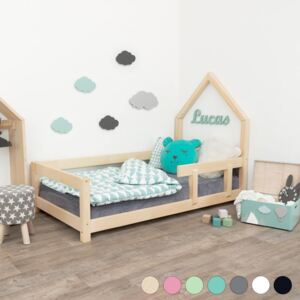 Benlemi Dětská postel domeček Poppi 120x160 cm s bočnicí Barva: Přírodní dekor bez laku, Strana: Vpravo