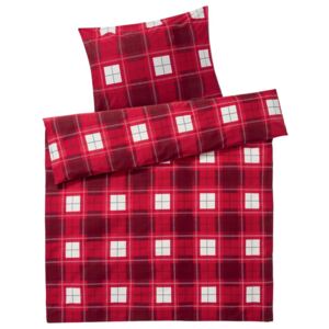 MERADISO® Flanelové ložní prádlo, 140 x 200 cm (kostky/červená)