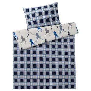 MERADISO® Flanelové ložní prádlo, 140 x 200 cm (kostky / námořnická modrá / bílá)