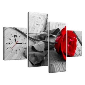 Obraz s hodinami Červená růže 120x80cm ZP1138A_4E