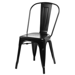 Židle PARIS černá inspirovaná Tolix, Sedák bez čalounění, Nohy: kov, kov, barva: černá, bez područek kov
