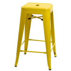 Barová židle PARIS 66cm žlutá inspirovaná Tolix