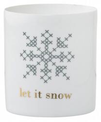 Porcelánový svícen Let It Snow 9 cm Bloomingville