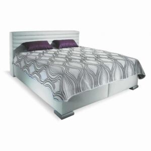 Zvýšená čalouněná postel s úložným prostorem GROTA , 160x200 cm, Ekokůže bílá