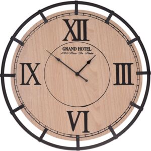 Nástěnné hodiny elegantní retro styl dřevěný ciferník a kovový rám