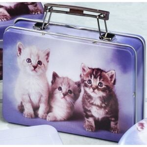 Kufřík kočkami Koťátka na modré (Dóza s kočkou, kočka)