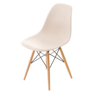 Židle P016V PP béžová, dřevěné nohy, dřevo, barva: béžová