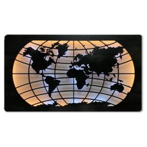 Li-Go "Mapa světa rovnoběžky" světelný obraz 110x62cm dekor: dub