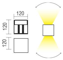 Redo 90296 Vary, antracitové venkovní svítidlo s nastavitelným úhlem svícení LED 2x10W 3000K, 12x12cm
