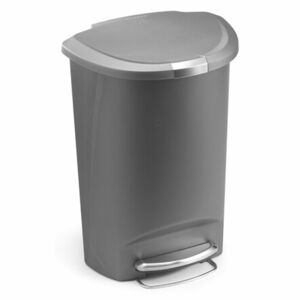 Pedálový odpadkový koš Simplehuman – 50 l, půlkulatý, plast, šedý