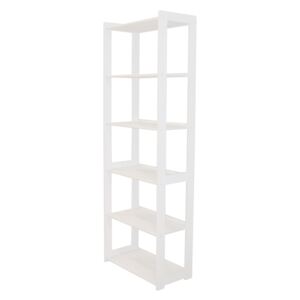 Knihovna STYL 6 polic bílý lak, 63 x 33 x 199 cm,, bílá, borovice