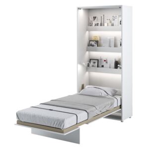 Sklápací postel BC-03 90x200, Barva: bílá / bílý lesk, LED světlo s USB: jedno LED světlo s USB, Vnitřní osvětlení pod policemi: s osvětlením políc, LED venkovní osvětlení: bez osvětlení