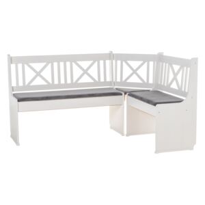Rohová jídelní lavice bílá/šedá (loca 31)