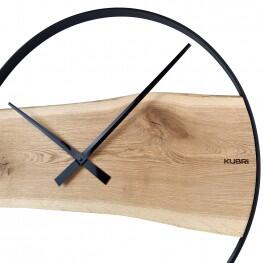 KUBRi 1004A - Robustní hodiny z masivního dubu s kovovým rámem o průměru 70 cm