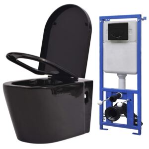 Závěsná toaleta s podomítkovou nádržkou keramická | černá