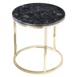 Černý žulový konferenční stolek RGE Accent se zlatou podnoží Ø 50 cm