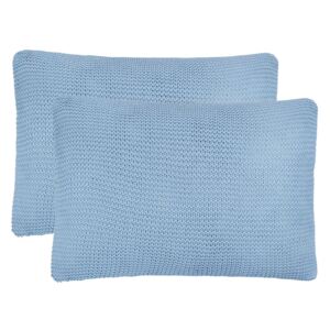 Polštáře - 2 ks - hrubě pletená bavlna - světle modré | 60x40 cm