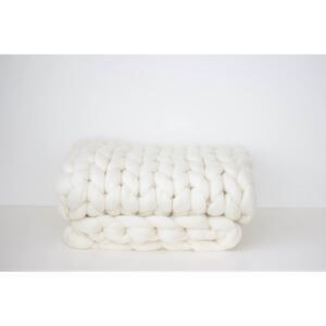 Exkluzivní pletená deka - krémově bílá 80 x 80 cm