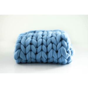 Exkluzivní pletená deka - nebesky modrá 80 x 80 cm