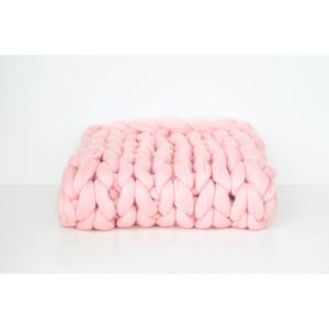 Exkluzivní pletená deka - pudrově růžová 80 x 80 cm